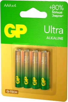 Батарея GP Ultra Alkaline 24AUA21-2CRSBC4 AAA (4шт) блистер - купить недорого с доставкой в интернет-магазине