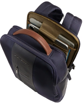 Рюкзак мужской Piquadro Brief2 CA4818BR2/BLUCU темно-синий/коричневый нейлон/натур.кожа - купить недорого с доставкой в интернет-магазине