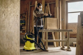 Строительный пылесос Karcher WD 6 P V-25/8/22/T 1300Вт (уборка: сухая/сбор воды/выдув) желтый - купить недорого с доставкой в интернет-магазине