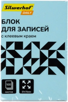 Блок самоклеящийся бумажный Silwerhof Daily 51x76мм 100лист. 75г/м2 пастель голубой - купить недорого с доставкой в интернет-магазине