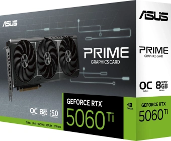 Видеокарта Asus PCI-E 5.0 PRIME-RTX5060TI-O8G NVIDIA GeForce RTX 5060TI 8Gb 128bit GDDR7 2647/28000 HDMIx1 DPx3 HDCP Ret - купить недорого с доставкой в интернет-магазине