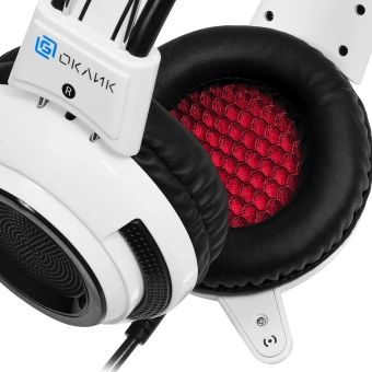 Наушники с микрофоном Оклик HS-G300 ARMAGEDDON белый/черный 2.2м мониторные оголовье (361558) - купить недорого с доставкой в интернет-магазине