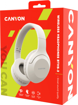 Гарнитура накладные Canyon BTHS-3 бежевый беспроводные bluetooth оголовье (CNS-CBTHS3BE) - купить недорого с доставкой в интернет-магазине