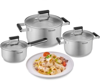 Кастрюля Rondell Bayoneta RDS-1808 5.1л. d=24см (с крышкой) стальной - купить недорого с доставкой в интернет-магазине