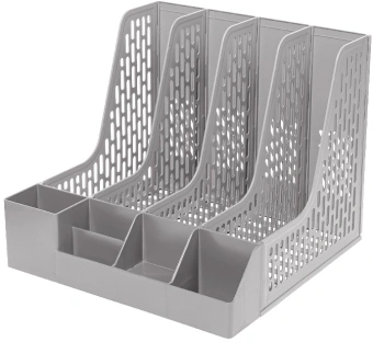 Лоток вертикальный Deli E9849 GREY E9849 4отд. сборный для бумаг 325x320x275мм серый пластик пластиковый пакет - купить недорого с доставкой в интернет-магазине