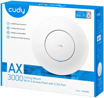 Точка доступа Cudy AP3000 AX3000 10/100/1000/2500BASE-T белый - купить недорого с доставкой в интернет-магазине
