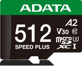 Флеш карта microSDXC 512GB A-Data UD512GUI3V30A2SP-RA1 Speed Plus V30 A2 + adapter - купить недорого с доставкой в интернет-магазине