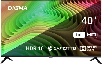 Телевизор LED Digma 40" DM-LED40SBB36 Салют ТВ Frameless Metal черный FULL HD 60Hz DVB-T DVB-T2 DVB-C DVB-S DVB-S2 USB WiFi Smart TV - купить недорого с доставкой в интернет-магазине