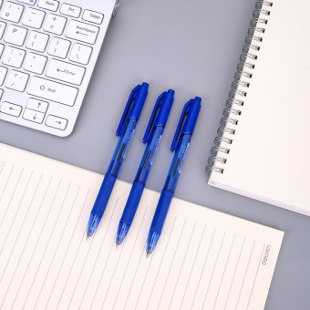 Ручка шариков. автоматическая Deli X-tream EQ02330 прозрачный/синий d=0.7мм син. черн. сменный стержень линия 0.4мм резин. манжета - купить недорого с доставкой в интернет-магазине