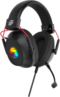 Наушники с микрофоном Оклик HS-L305G черный/красный 2м мониторные оголовье (2060511) - купить недорого с доставкой в интернет-магазине