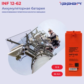 Батарея для ИБП Ippon INF12-062 12В 62Ач - купить недорого с доставкой в интернет-магазине