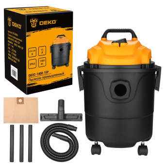Строительный пылесос Deko DKVC-1400-15P 1400Вт (уборка: сухая) черный - купить недорого с доставкой в интернет-магазине