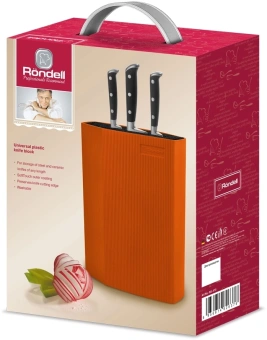 Подставка для ножей Rondell Orange RD-470 оранжевый упак.:подарочная коробка с ручкой - купить недорого с доставкой в интернет-магазине