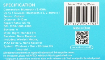 Мышь A4Tech Fstyler FB35 белый/серый оптическая 2000dpi беспров. BT/Radio USB для ноутбука 6but (FB35 ICY WHITE) - купить недорого с доставкой в интернет-магазине
