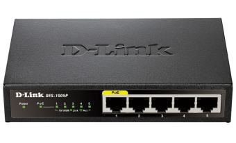 Коммутатор D-Link DGS-1005P/A1A 5G 4PoE 60W неуправляемый - купить недорого с доставкой в интернет-магазине