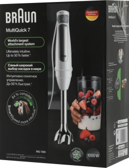 Блендер погружной Braun MultiQuick 7 MQ7000 WH 1000Вт белый/серебристый - купить недорого с доставкой в интернет-магазине