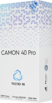 Смартфон Tecno Camon 40 Pro 256Gb 8Gb черный моноблок 3G 4G 2Sim 6.78" 1080x2436 Android 15 50Mpix 802.11 a/b/g/n/ac NFC GPS GSM900/1800 GSM1900 Protect FM - купить недорого с доставкой в интернет-магазине