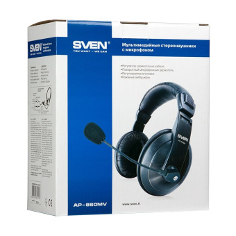 Наушники с микрофоном Sven AP-860MV черный 2м мониторные оголовье (SV-0410860) - купить недорого с доставкой в интернет-магазине