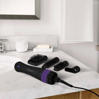 Фен-щетка Kitfort КТ-3236-1 1000Вт фиолетовый/черный - купить недорого с доставкой в интернет-магазине