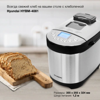 Хлебопечь Hyundai HYBM-4081 550Вт черный/серебристый - купить недорого с доставкой в интернет-магазине