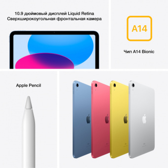 Планшет Apple iPad 2022 A2696 A14 Bionic 6С RAM4Gb ROM64Gb 10.9" IPS 2360x1640 iOS серебристый 12Mpix 12Mpix BT WiFi 10hr - купить недорого с доставкой в интернет-магазине