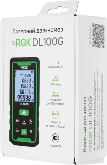 Лазерный дальномер RGK DL100G 2кл.лаз. 535нм цв.луч. зеленый (778190) - купить недорого с доставкой в интернет-магазине