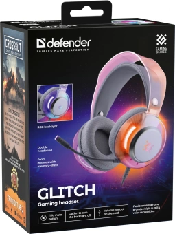 Наушники с микрофоном Defender Glitch белый 21м накладные USB оголовье (62490) - купить недорого с доставкой в интернет-магазине