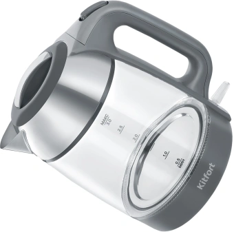 Чайник электрический Kitfort КТ-6762 3л. 2000Вт серый/серебристый корпус: стекло/металл/пластик - купить недорого с доставкой в интернет-магазине