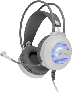 Наушники с микрофоном Оклик HS-L300G белый 2.2м мониторные оголовье (1796952) - купить недорого с доставкой в интернет-магазине