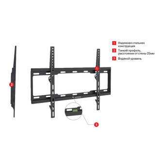 Кронштейн для телевизора Arm Media STEEL-1 черный 32"-90" макс.40кг настенный фиксированный - купить недорого с доставкой в интернет-магазине