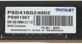 Память DDR4 16GB 2400MHz Patriot PSD416G24002 Signature RTL PC4-19200 CL17 DIMM 288-pin 1.2В dual rank Ret - купить недорого с доставкой в интернет-магазине