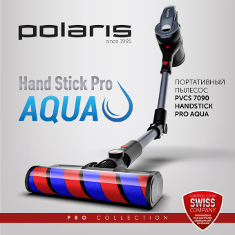 Пылесос Polaris PVCS 7090 HandStick PRO Aqua 450Вт жемчужный/серый - купить недорого с доставкой в интернет-магазине