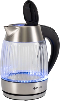 Чайник электрический Vitek VT-7030 1.8л. 2200Вт черный/серебристый корпус: стекло - купить недорого с доставкой в интернет-магазине