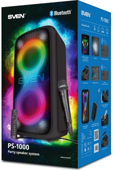 Колонка порт. Sven PS-1000 черный 160W 1.0 BT/3.5Jack 10м 8000mAh (SV-022686) - купить недорого с доставкой в интернет-магазине