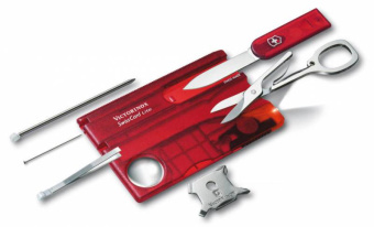 Швейцарская карта Victorinox SwissCard Lite (0.7300.T) красный полупрозрачный коробка подарочная - купить недорого с доставкой в интернет-магазине