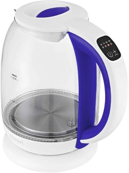 Чайник электрический Kitfort КТ-6140-1 1.7л. 2200Вт белый/фиолетовый корпус: стекло/пластик - купить недорого с доставкой в интернет-магазине