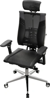 Кресло руководителя эргономичное Метта Yoga Spine Triumph B2 (Черный CC.50.15.13A) черный сиденье черный сет./экокожа с подголов. крестов.5-луч. металл хром - купить недорого с доставкой в интернет-магазине