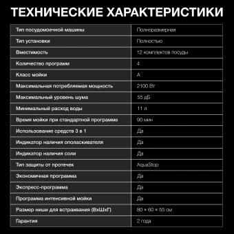 Посудомоечная машина встраив. Hyundai HBD 640P 1900Вт полноразмерная - купить недорого с доставкой в интернет-магазине