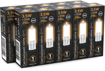 Лампа светодиодная Gauss G4 3.5Вт цок.:G4 капсул. 220B св.свеч.бел.теп. (упак.:10шт) (107807103) - купить недорого с доставкой в интернет-магазине