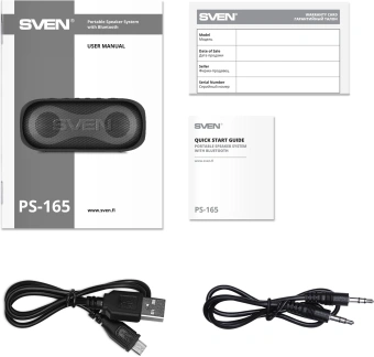 Колонка порт. Sven PS-165 черный 16W 1.0 BT/3.5Jack 3000mAh (SV-022372) - купить недорого с доставкой в интернет-магазине