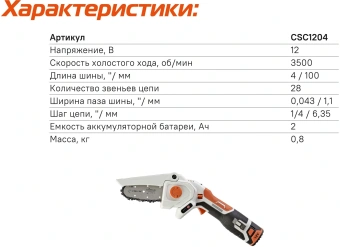 Цепная пила Sturm! CSC1204 аккум. дл.шины:4"(10cm) 1аккум. 2Ач ЗУ - купить недорого с доставкой в интернет-магазине