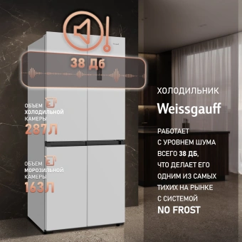 Холодильник Weissgauff WCD 450 W NoFrost Inverter 3-хкамерн. белый инвертер - купить недорого с доставкой в интернет-магазине