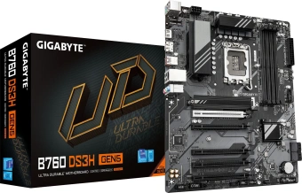 Материнская плата Gigabyte B760 DS3H GEN5 Soc-1700 Intel B760 4xDDR5 ATX AC`97 8ch(7.1) GbLAN RAID+HDMI+DP - купить недорого с доставкой в интернет-магазине