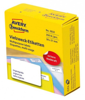 Этикетки Avery Zweckform 3832 38x21мм 350шт на листе/70г/м2/белый самоклей. универсальная (упак.:1рул) - цена, купить или заказать с доставкой в интернет-магазине Этикетки Avery Zweckform 3832 38x21мм 350шт на листе/70г/м2/белый самоклей. универсальная (упак.:1рул) - купить недорого с доставкой в интернет-магазине