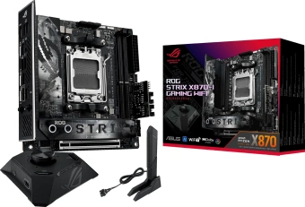 Материнская плата Asus ROG STRIX X870-I GAMING WIFI SocketAM5 AMD X870 2xDDR5 mini-ITX AC`97 8ch(7.1) 2.5Gg RAID+HDMI - купить недорого с доставкой в интернет-магазине