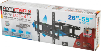 Кронштейн для телевизора Arm Media LCD-417 черный 26"-55" макс.35кг настенный поворотно-выдвижной и наклонный - купить недорого с доставкой в интернет-магазине