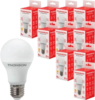 Лампа светодиодная Thomson B2003 9Вт цок.:E27 груша 220B св.свеч.бел.теп. A60 (упак.:10шт) (TH-B2003-10) - купить недорого с доставкой в интернет-магазине
