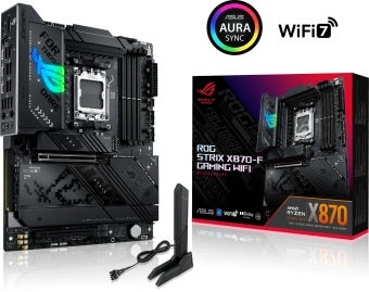 Материнская плата Asus ROG STRIX X870-F GAMING WIFI SocketAM5 AMD X870 4xDDR5 ATX AC`97 8ch(7.1) 2.5Gg RAID+HDMI+DP - купить недорого с доставкой в интернет-магазине