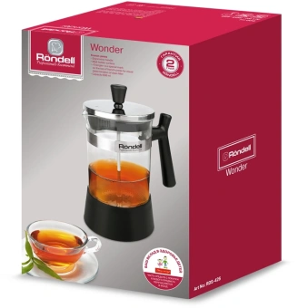 Френч-пресс Rondell Wonder RDS-426 0.6л черный/стальной - цена, купить или заказать с доставкой в интернет-магазине Френч-пресс Rondell Wonder RDS-426 0.6л черный/стальной - купить недорого с доставкой в интернет-магазине