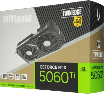 Видеокарта Zotac PCI-E 5.0 RTX 5060TI 8GB TWIN EDGE NVIDIA GeForce RTX 5060TI 8Gb 128bit GDDR7 2572/28000 HDMIx1 DPx3 HDCP Ret - купить недорого с доставкой в интернет-магазине